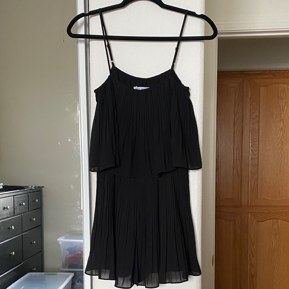 Naked Zebra Black Pleated Romper Spaghetti Straps